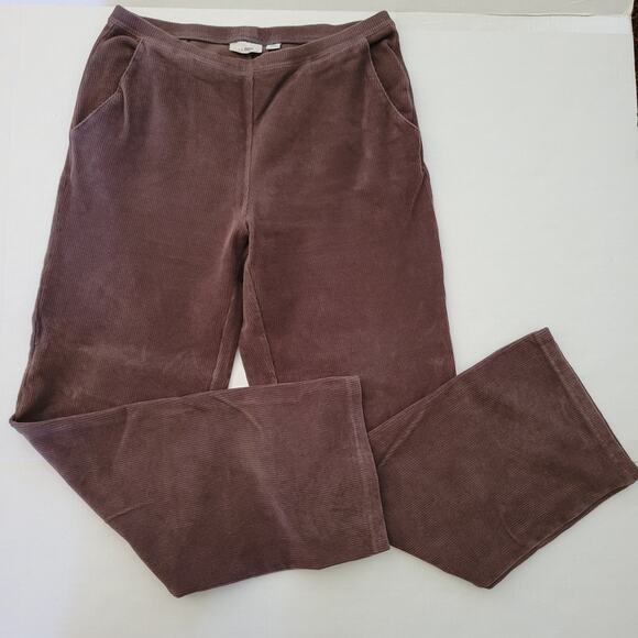 L. L. Bean Perfect Fit Knit Corduray Straight-Leg Black Coffee Stretch Women Med - Picture 1 of 5